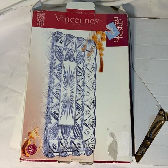 New Vincennes Cristal d’Arques glass rectangular  Tray Made France 7.25”x11” B6 - Picture 4 of 6